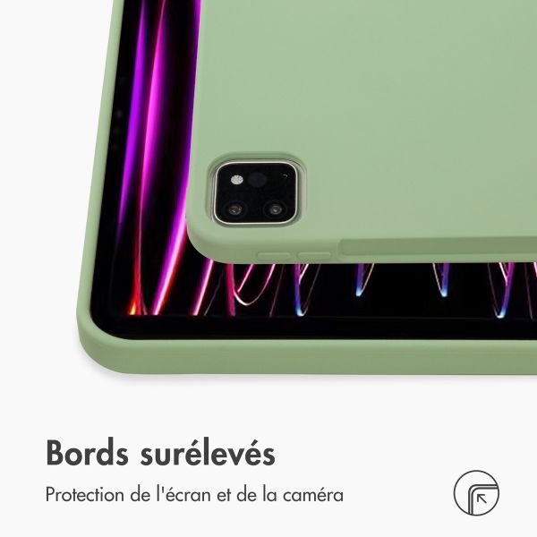 Accezz Coque Liquid Silicone avec porte-stylet Apple iPad Pro 11 (2022 / 2021 / 2020 / 2018) - Vert clair