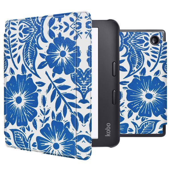 imoshion Design Slim Hard Sleepcover avec support Kobo Libra 2 / Tolino Vision 6 - Flower Tile