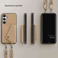 Selencia Coque à cordon avec porte-cartes enveloppe Sera Samsung Galaxy A35 - Beige