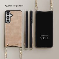 Selencia Coque de télephone Nova Croco avec cordon et porte-cartes Samsung Galaxy S25 FE - Beige