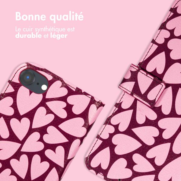 imoshion Étui de télephone portefeuille Design Apple iPhone SE (2022 / 2020) / 8 / 7 / 6(s) - Hearty Blush