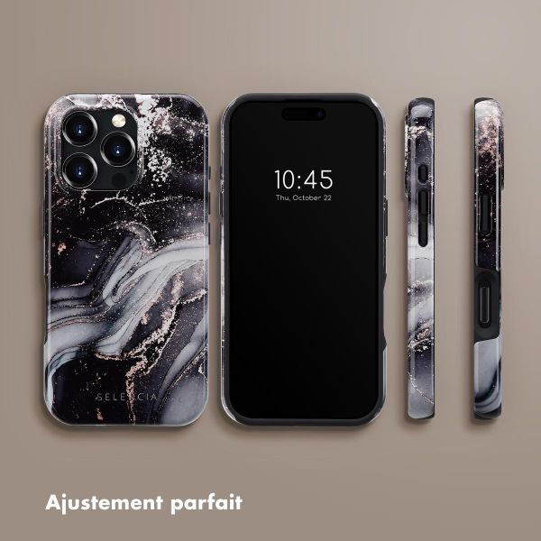 Selencia Coque arrière Vivid Tough avec MagSafe iPhone 16 Pro - Chic Marble Black