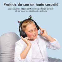 imoshion Casque sans fil pour enfants LED Light Cat Ear - Avec câble AUX - Noir