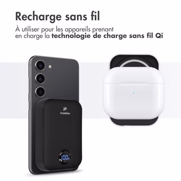 imoshion Batterie externe MagSafe - 10.000 mAh - Batterie externe sans fil - Noir