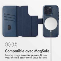 Accezz Étui de télephone portefeuille en cuir 2-en-1 avec MagSafe Apple iPhone 16 Pro Max - Nightfall Blue