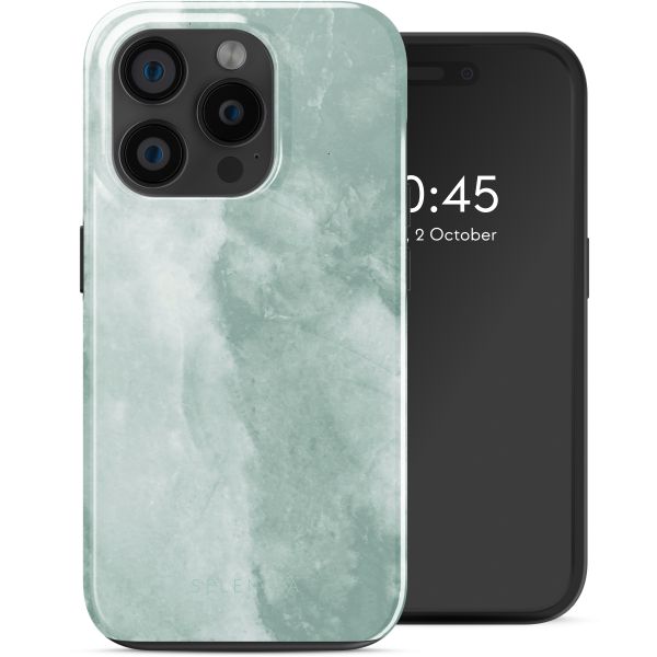 Selencia Coque arrière Vivid Tough avec MagSafe iPhone 15 Pro - Marble Grayed Jade