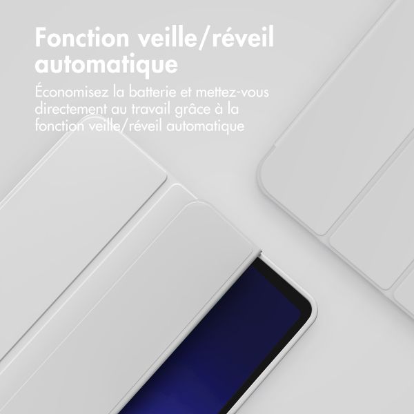 Accezz Coque tablette portefeuille Smart Silicone Samsung Galaxy Tab A9 Plus - Gris