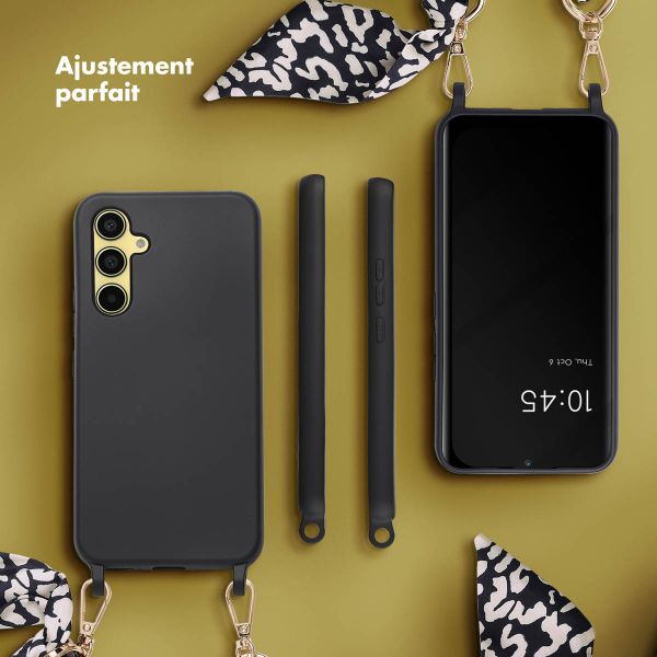 Selencia Coque avec dragonne de luxe Samsung Galaxy A54 (5G) - Noir