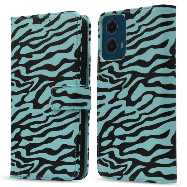 imoshion Étui de téléphone portefeuille Design Motorola Moto G34 - Black Blue Stripes