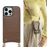 Selencia Coque de télephone Nova avec cordon et porte-cartes Apple iPhone 16 Pro Max - Mocha Brown