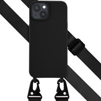 Selencia Coque silicone avec cordon amovible iPhone 15 - Noir