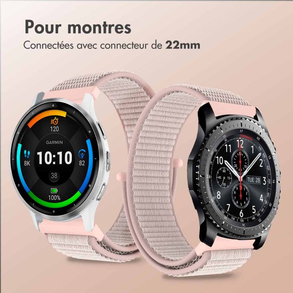 imoshion Bracelet en nylon avec fermeture velcro - Connexion universelle 22 mm - Rose