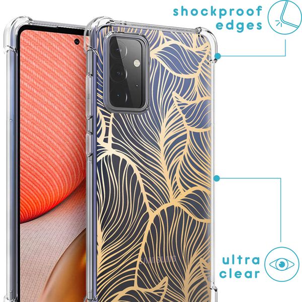 imoshion Coque Design avec cordon Samsung Galaxy A72 - Golden Leaves / Transperent