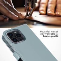Selencia Étui portefeuille en cuir véritable Apple iPhone 16 Pro Max - Air Blue