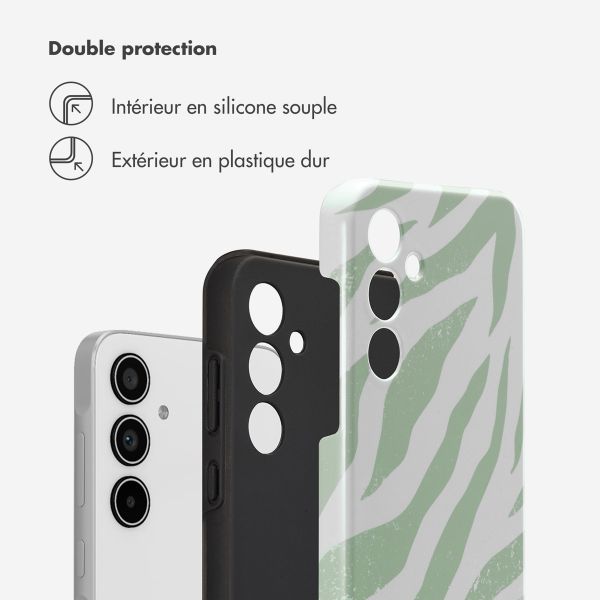 Selencia Coque arrière Vivid Samsung Galaxy A35 - Colorful Zebra Sage Green