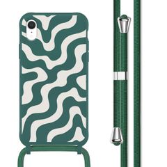 imoshion Coque design en silicone avec cordon Apple iPhone Xr - Petrol Green Groovy