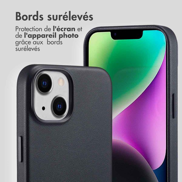 Accezz Coque arrière en cuir avec MagSafe Apple iPhone 14 - Onyx Black