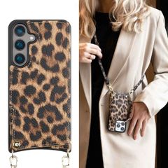 Selencia Coque arrière avec cordon et porte-cartes Nova Samsung Galaxy S24  - Leopard