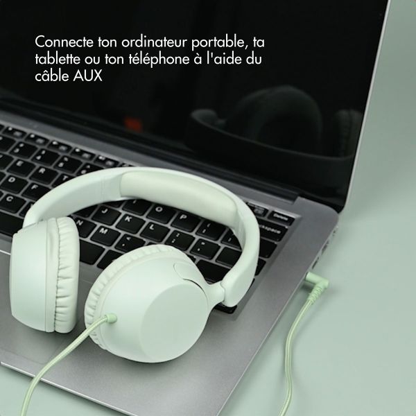 imoshion Casque filaires pour enfants - Câble AUX - Limiteur de décibels - Mint Green
