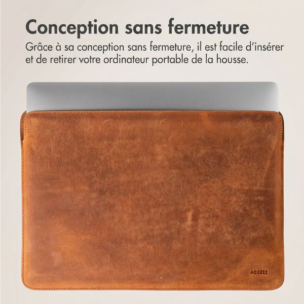 Accezz Leather Pochette ordinateur Apple MacBook 14 pouces - Cognac