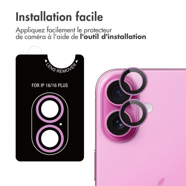 imoshion Lot de 2 protections d'objectif de caméra Apple iPhone 16 / 16 Plus - Rose
