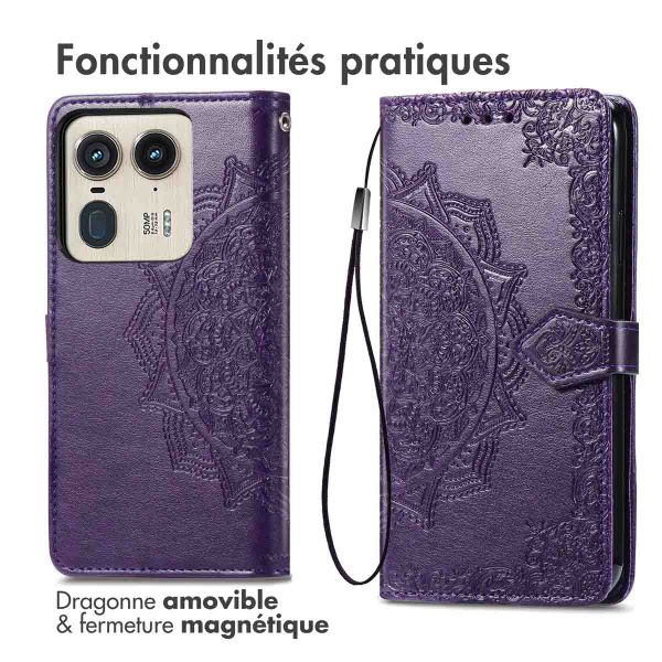 imoshion Etui de téléphone portefeuille Mandala Motorola Edge 50 Ultra - Violet