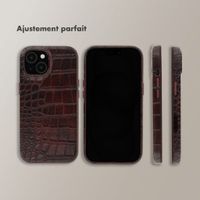 Selencia Coque arrière Croco avec MagSafe Apple iPhone 15 - Choco Brown