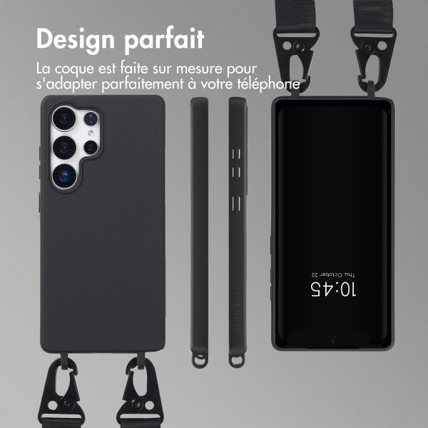 Selencia Coque silicone avec cordon amovible Samsung Galaxy S25 Ultra - Noir