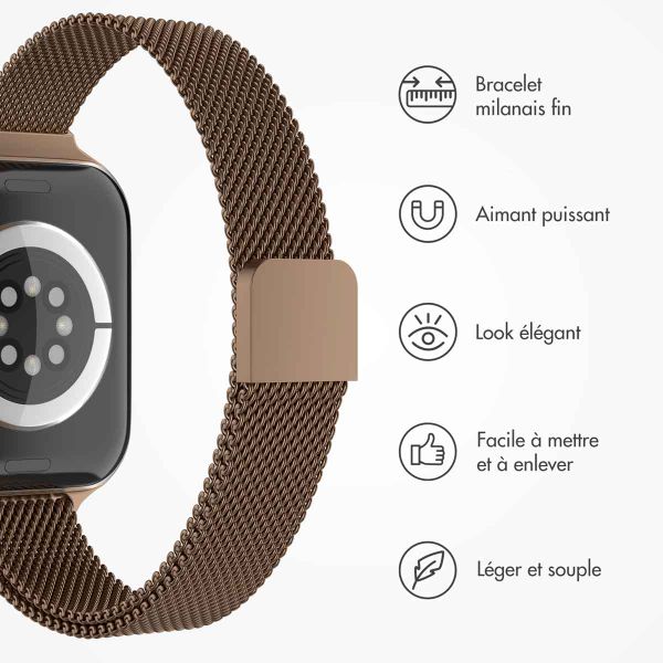 imoshion Bracelet milanais fin Apple Watch Series 1 à 9 / SE (38/40/41 mm) | Series 10 (42 mm) - Brun