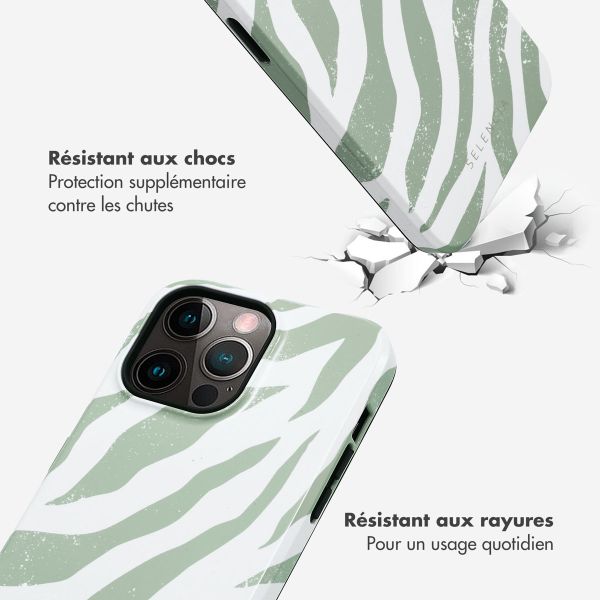 Selencia Coque arrière Vivid Apple iPhone 14 Pro Max - Colorful Zebra Sage Green