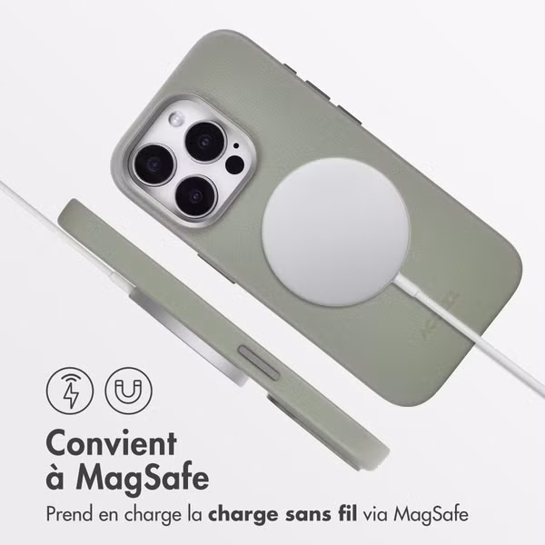 Accezz Coque arrière en cuir avec MagSafe Apple iPhone 15 Pro - Light Grey