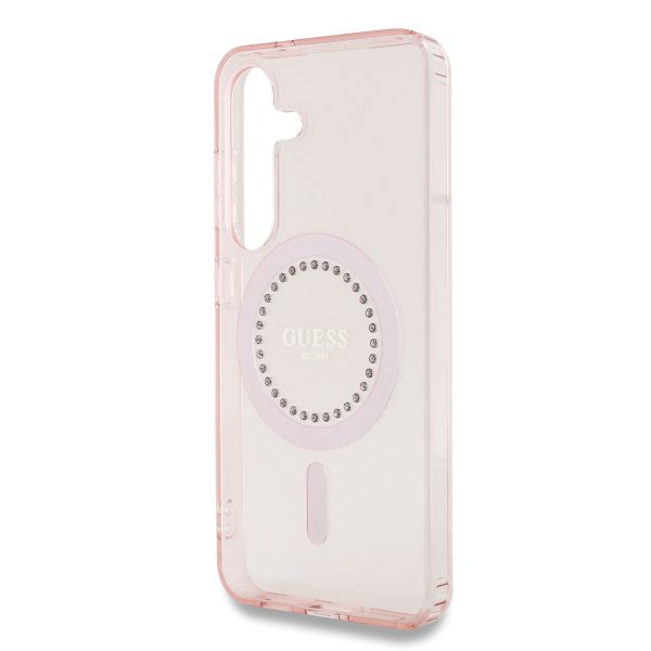 Guess Coque MagSafe IML avec strass Samsung Galaxy S25 - Rose