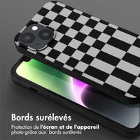 Selencia ﻿Coque design en silicone avec cordon amovible iPhone 14 - Irregular Check Black