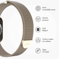 imoshion Bracelet magnétique milanais Apple Watch Series 1 - 11 / SE / Ultra (44/45/46/49 mm) - Taille S - Starlight