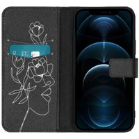 imoshion Coque silicone design iPhone 12 (Pro) - Woman Flower Black