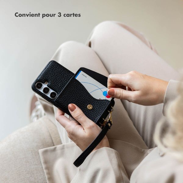 Selencia Coque de télephone Sera avec cordon et porte-cartes enveloppe Samsung Galaxy S24 FE - Noir