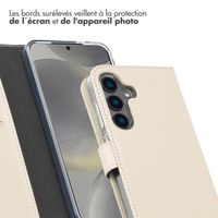 Selencia Étui portefeuille en cuir véritable Samsung Galaxy S24 - Greige