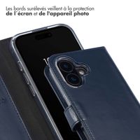 Selencia Étui portefeuille en cuir véritable Apple iPhone 16 - Bleu