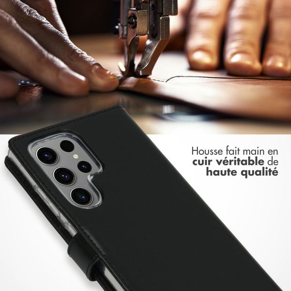 Selencia Étui portefeuille en cuir véritable Samsung Galaxy S24 Ultra - Noir