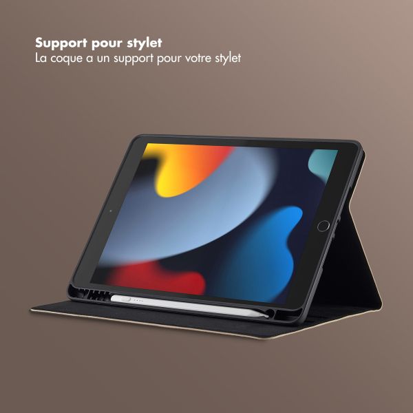 Selencia Coque tablette Riva Apple iPad 9 (2021) 10.2 pouces / iPad 8 (2020) 10.2 pouces / iPad 7 (2019) 10.2 pouces - Beige