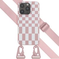 Selencia Coque design en silicone avec cordon amovible Apple iPhone 14 Pro - Irregular Check Sand Pink