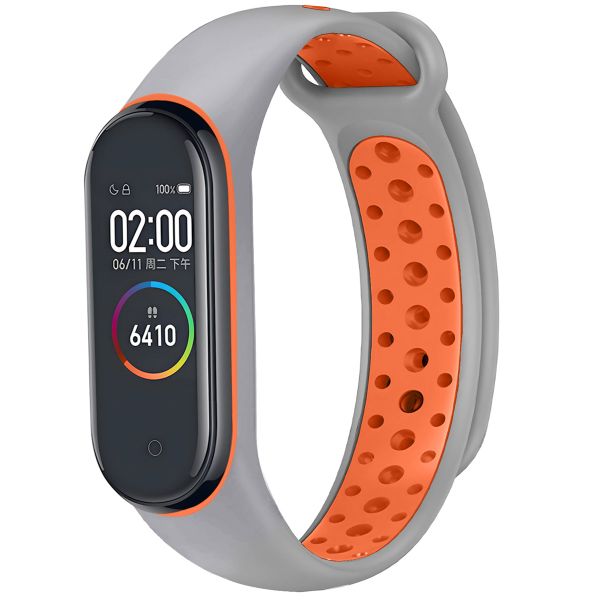 imoshion Bracelet sportif en silicone Xiaomi Mi Band 3 / 4 - Gris / Orange