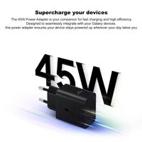 Samsung Adaptateur secteur original avec câble USB-C - Chargeur - Connexion USB-C et USB - Charge rapide - 45 Watt - 1,8 mètres - Noir