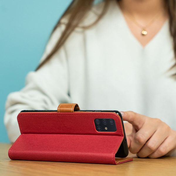 imoshion Étui de téléphone portefeuille Luxe Canvas iPhone 13 Pro - Rouge