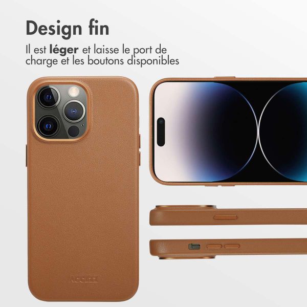 Accezz Coque arrière en cuir avec MagSafe Apple iPhone 14 Pro Max - Sienna Brown