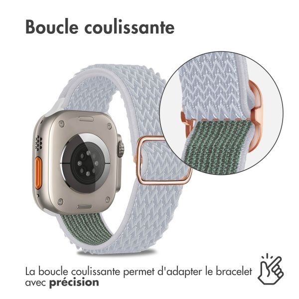 imoshion Bande élastique en nylon Apple Watch Series 1-10 / SE / Ultra (2) - 42/44/45/46/49 mm - Gris clair