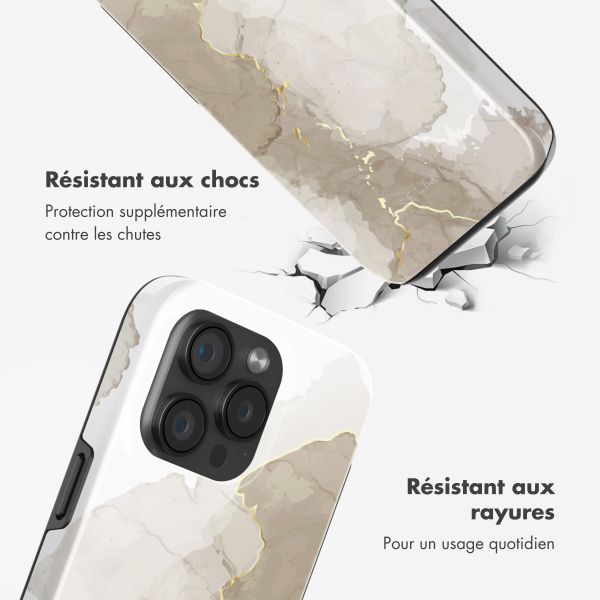 Selencia Coque arrière Vivid Tough avec MagSafe iPhone 15 Pro - Marble Light Brown