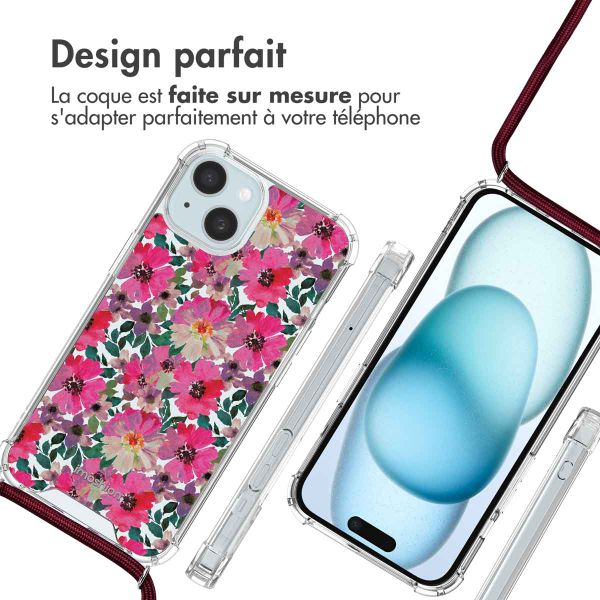 imoshion Coque Design avec cordon Apple iPhone 15 - Flower Water