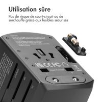 imoshion Prise internationale universelle - USB-C &  USB-A - Noir