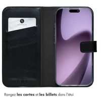 Selencia Étui portefeuille en cuir véritable Apple iPhone 17 - Noir